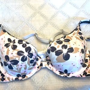 VS Body By Victoria Racerback Demi Bra in Cream, Pink and Brown with Sequins